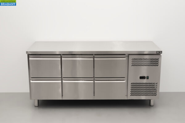 Établi réfrigéré HCB en acier inoxydable 6 tiroirs 179,5 cm 230V Horeca