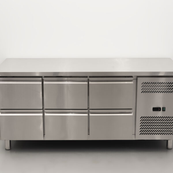 Établi réfrigéré HCB en acier inoxydable 6 tiroirs 179,5 cm 230V Horeca