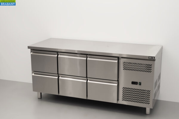 Établi réfrigéré HCB en acier inoxydable 6 tiroirs 179,5 cm 230V Horeca – Image 2