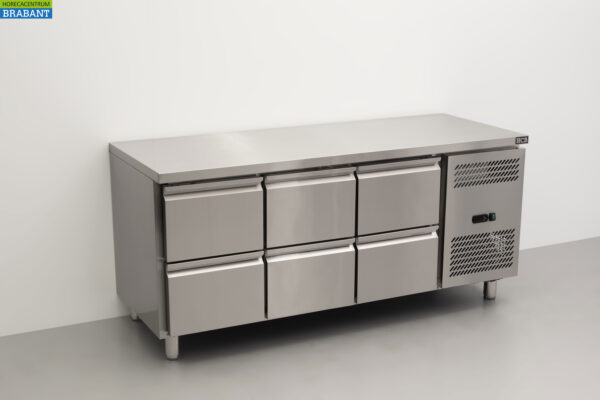 Établi réfrigéré HCB en acier inoxydable 6 tiroirs 179,5 cm 230V Horeca – Image 3