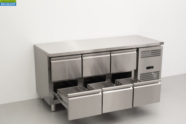 Établi réfrigéré HCB en acier inoxydable 6 tiroirs 179,5 cm 230V Horeca – Image 4