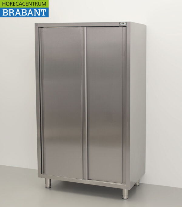 HCB armoire de service en acier inoxydable Armoire de travail 2 portes coulissantes Premium-line 100 cm Restauration – Image 2