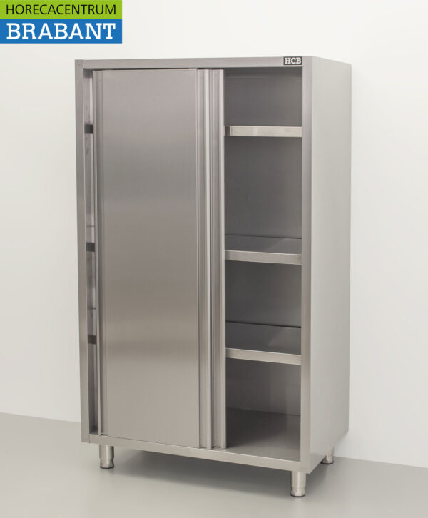 HCB armoire de service en acier inoxydable Armoire de travail 2 portes coulissantes Premium-line 100 cm Restauration – Image 4