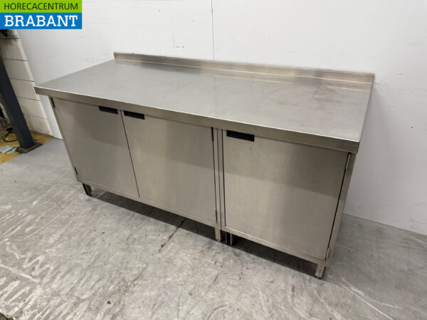 Acier inoxydable Armoire de travail 180,5 x 70 cm 3 portes battantes Restauration – Image 2
