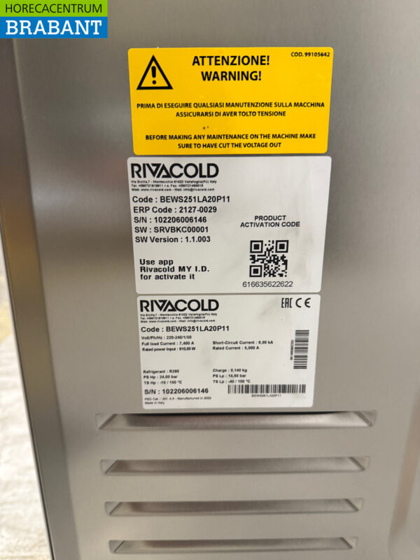 Acier inoxydable Combisteel/Rivacold Cellule de congélation Cellule de congélation enfichable Monobloc Unité murale 7,4 m3 400V Horeca – Image 5