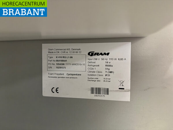 Acier inoxydable Gram Refroidissement 346 litres 230V Horeca – Image 5