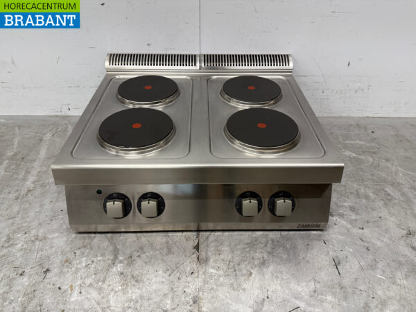 Zanussi en acier inoxydable Cuisinière électrique à 4 feux 80 cm 400V Horeca