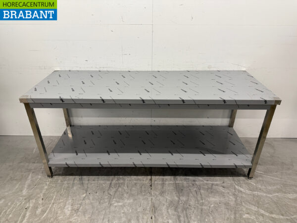 Table de travail en acier inoxydable avec étagère 200 x 70 x 86,5 cm Restauration