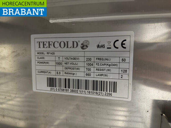 Acier inoxydable Tefcold Congélateur double porte 1004 litres Mobile 230V Horeca – Image 5