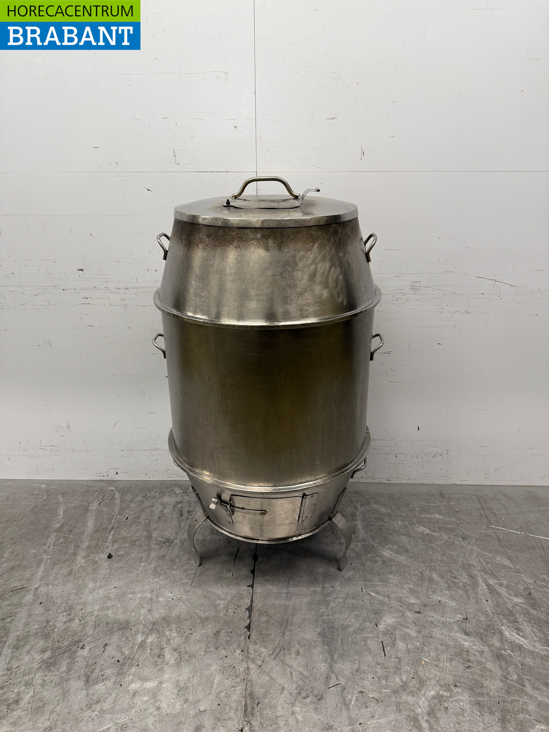 Fût de fumage en acier inoxydable Fumoir à canard laqué 70 cm Horeca