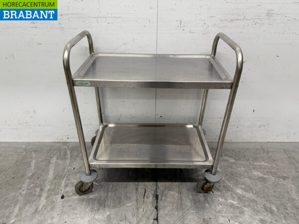 Chariot de service en acier inoxydable à 2 étages 72 cm Restauration