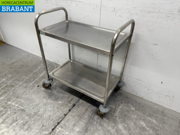 Chariot de service en acier inoxydable à 2 étages 72 cm Restauration – Image 2