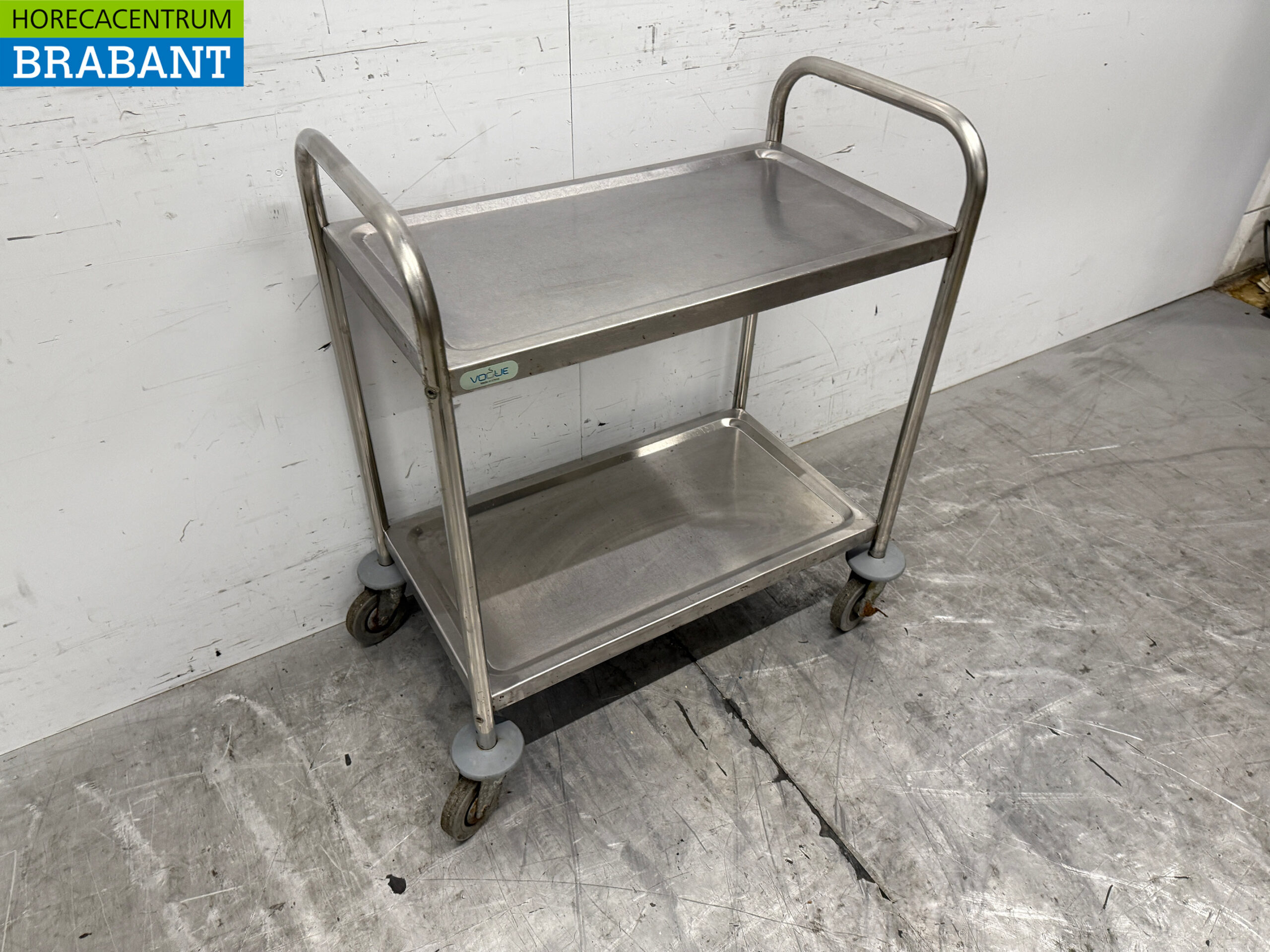 Chariot de service en acier inoxydable à 2 étages 72 cm Restauration – Image 3
