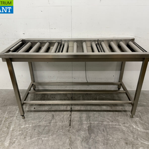 Acier inoxydable Table d'égouttage / convoyeur à rouleaux pour lave-vaisselle à poussoir 160,5 cm Horeca