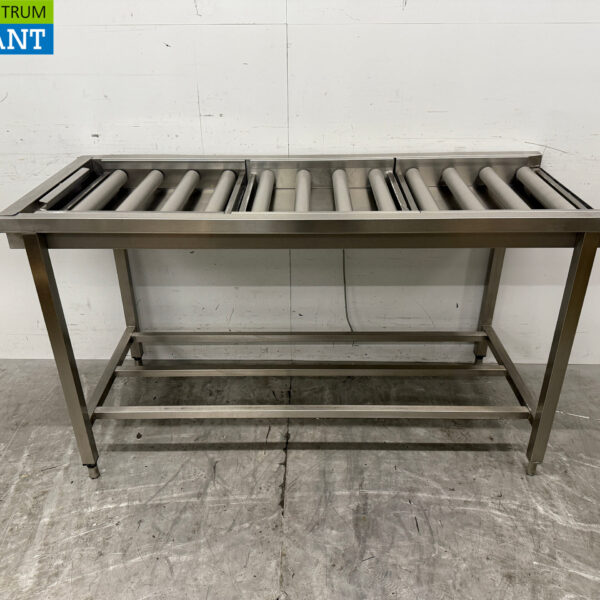 Acier inoxydable Table d'égouttage / convoyeur à rouleaux pour lave-vaisselle à poussoir 160,5 cm Horeca