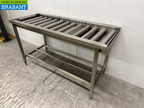 Acier inoxydable Table d'égouttage / convoyeur à rouleaux pour lave-vaisselle à poussoir 160,5 cm Horeca – Image 2
