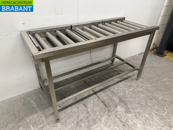 Acier inoxydable Table d'égouttage / convoyeur à rouleaux pour lave-vaisselle à poussoir 160,5 cm Horeca – Image 3