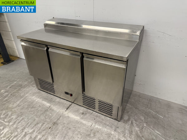 Acier inoxydable Comptoir réfrigéré 3 portes 137 cm 230V Horeca – Image 2