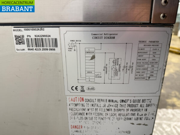 Acier inoxydable Comptoir réfrigéré 3 portes 137 cm 230V Horeca – Image 5