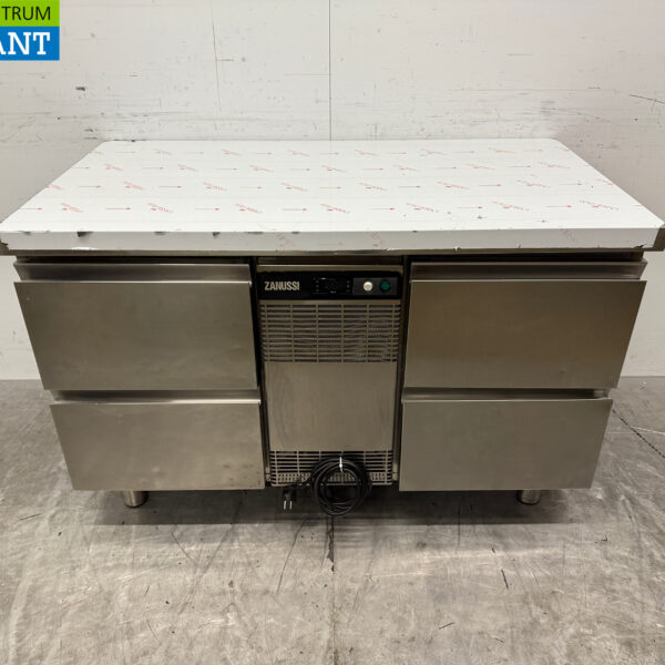 Établi réfrigéré Zanussi en acier inoxydable 4 tiroirs 127,5 cm 230v Horeca
