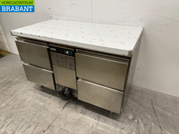 Établi réfrigéré Zanussi en acier inoxydable 4 tiroirs 127,5 cm 230v Horeca – Image 2