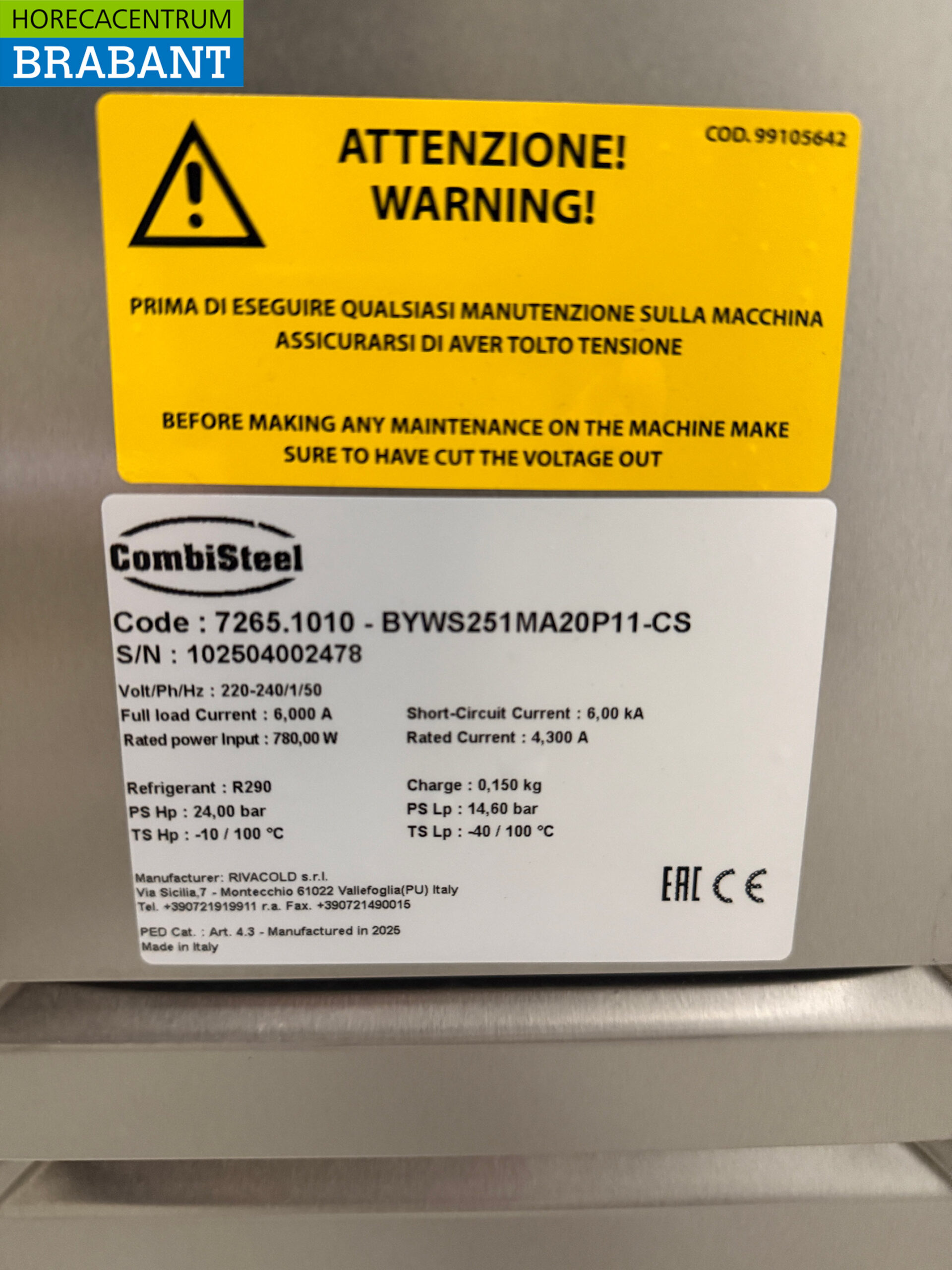 Rivacold/Combisteel Refrigeration Unit Insert Monoblock Wall Unit 11.9 m3 230V Horeca – Image 5