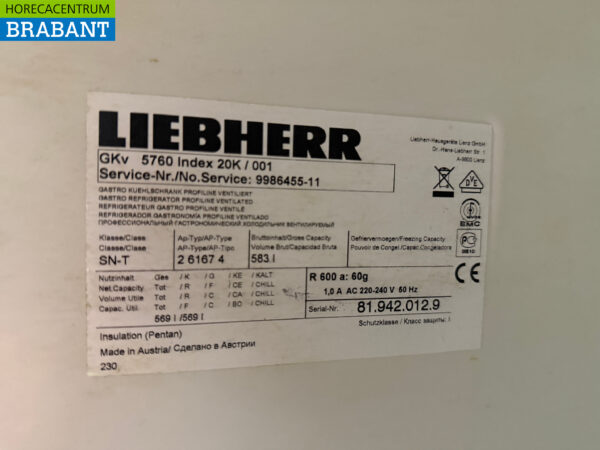 Réfrigérateur Liebherr en acier inoxydable 583 litres 230V Horeca – Image 5