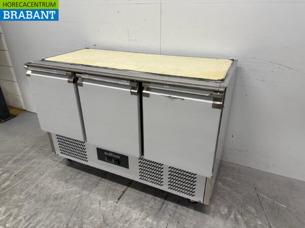 Établi réfrigéré en acier inoxydable 3 portes 137 cm 230V Horeca – Image 2