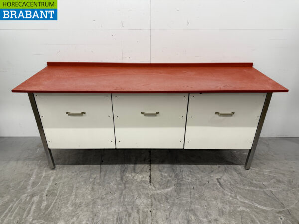Acier inoxydable Polyéthylène PE Table de découpe Table de travail 3 tiroirs 220 x 70 x 94 cm Restauration Boucherie