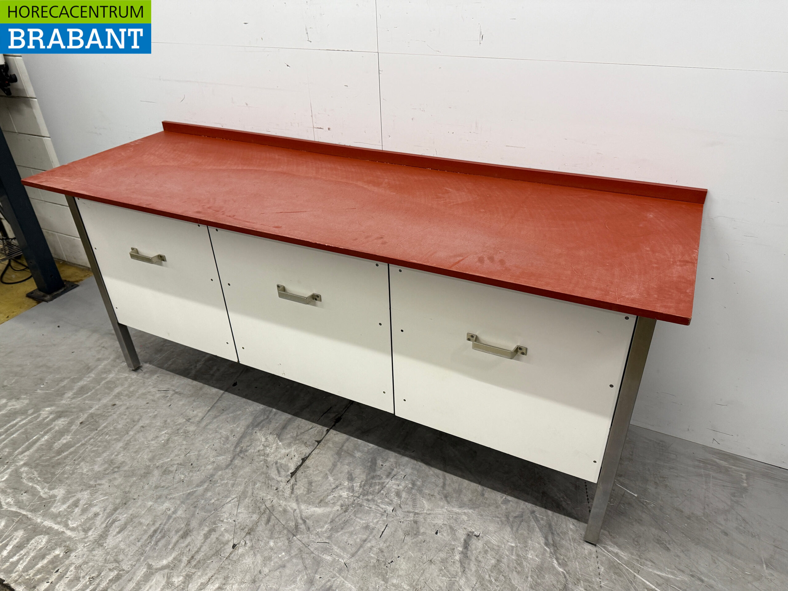 Acier inoxydable Polyéthylène PE Table de découpe Table de travail 3 tiroirs 220 x 70 x 94 cm Restauration Boucherie – Image 2