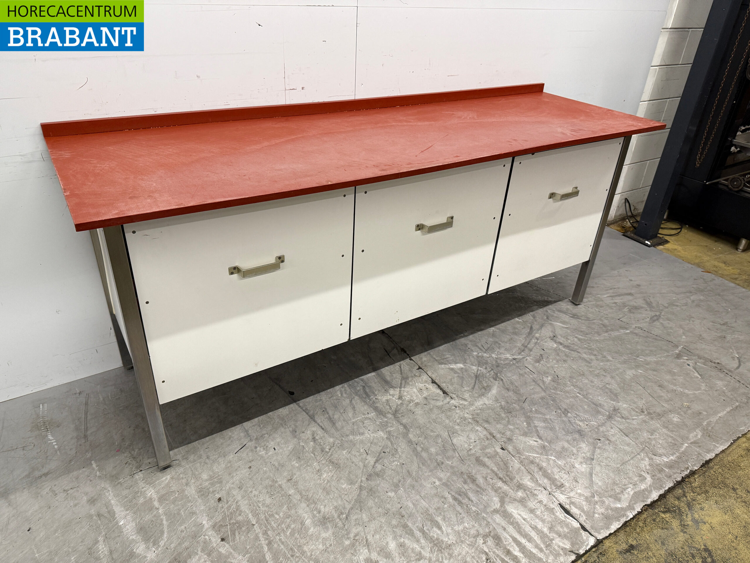 Acier inoxydable Polyéthylène PE Table de découpe Table de travail 3 tiroirs 220 x 70 x 94 cm Restauration Boucherie – Image 3