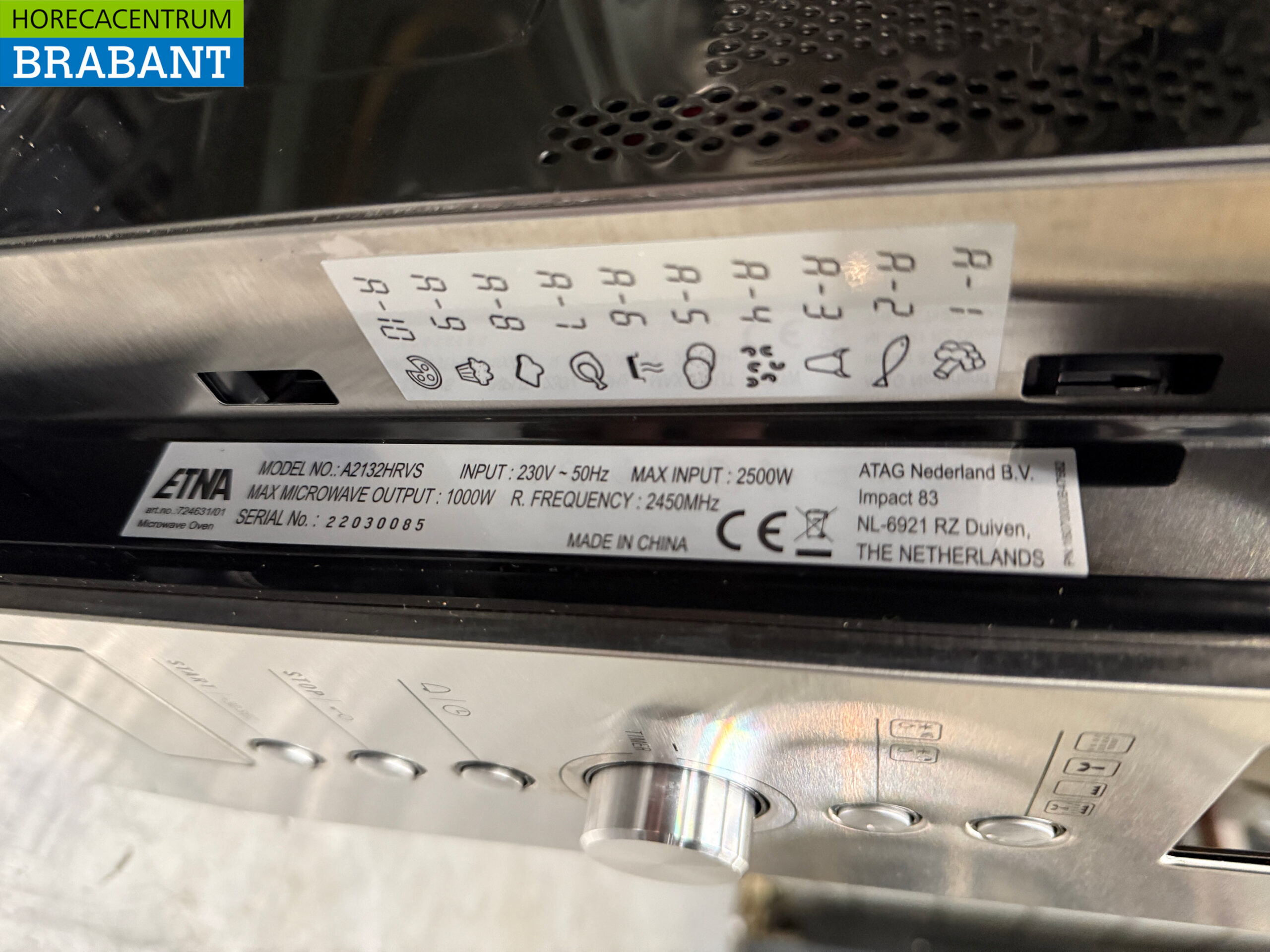 Micro-ondes combiné Etna en acier inoxydable 1000 Watt encastrable 230V Horeca – Image 5
