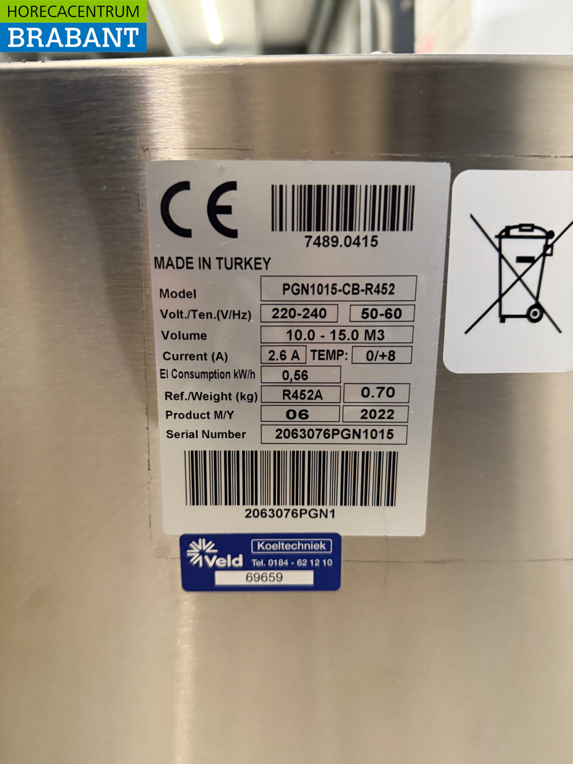 Unité de réfrigération Combisteel en acier inoxydable Unité murale monobloc 15 m3 230V Horeca – Image 5