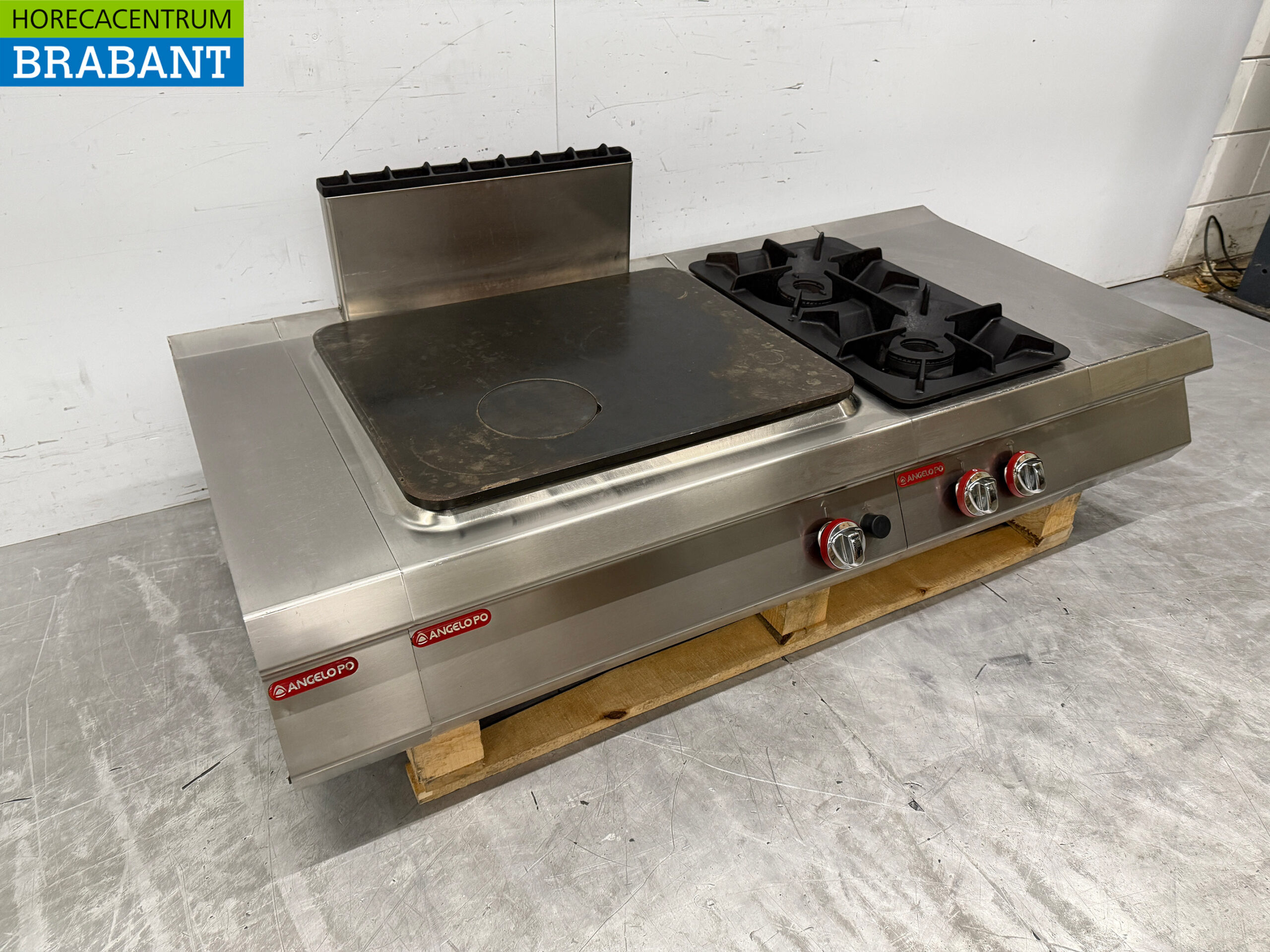 Acier inoxydable Angelo Po Ligne de cuisson Traversée et 2 brûleurs GAS 150 cm Restauration – Image 3