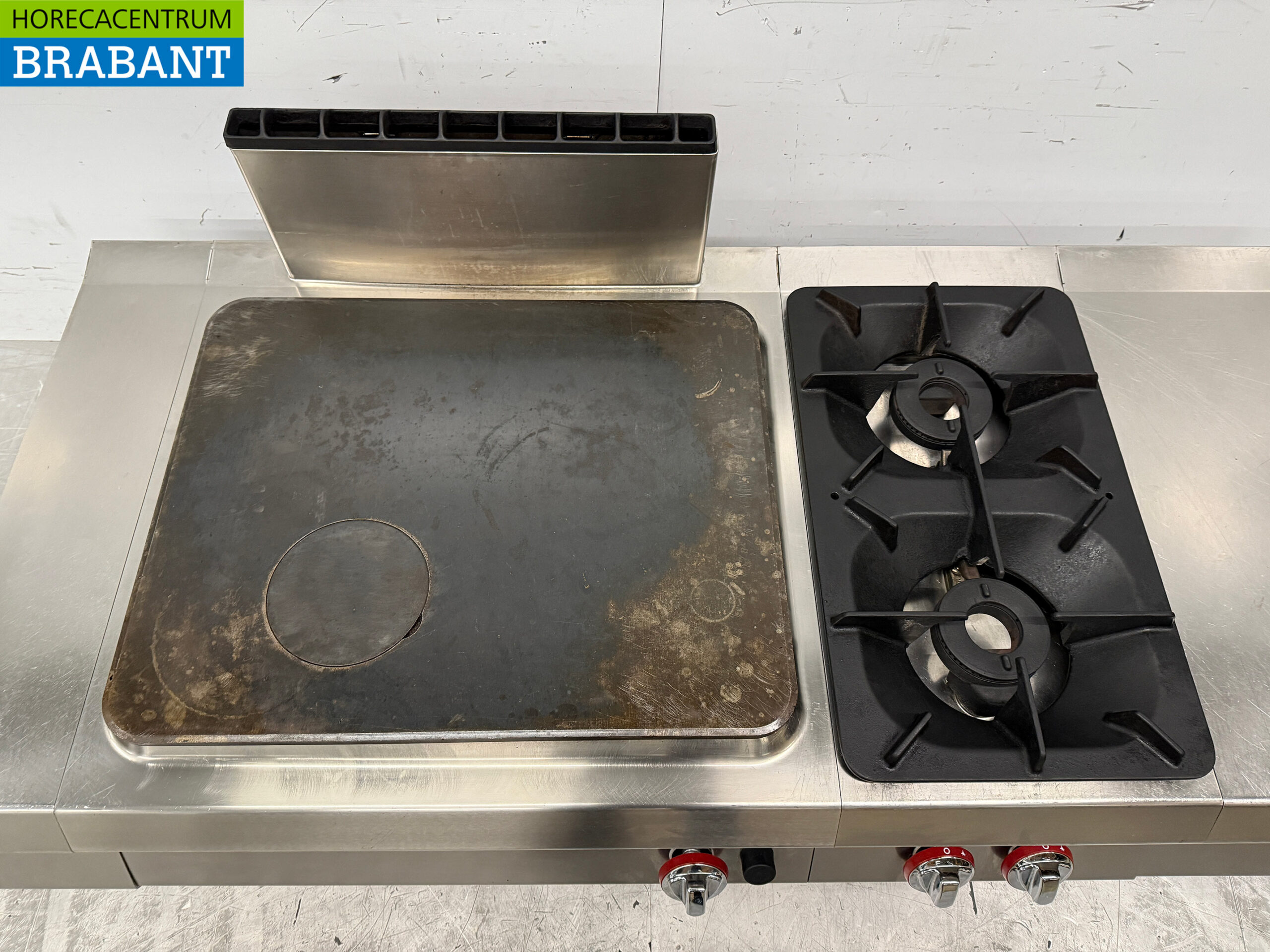 Acier inoxydable Angelo Po Ligne de cuisson Traversée et 2 brûleurs GAS 150 cm Restauration – Image 4