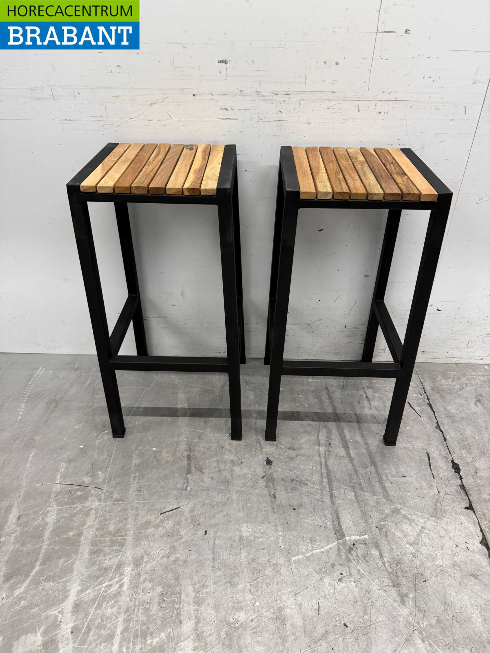 Bolero acier et bois d'acacia Tabourets de bar Tabourets de terrasse 2 pcs Restauration