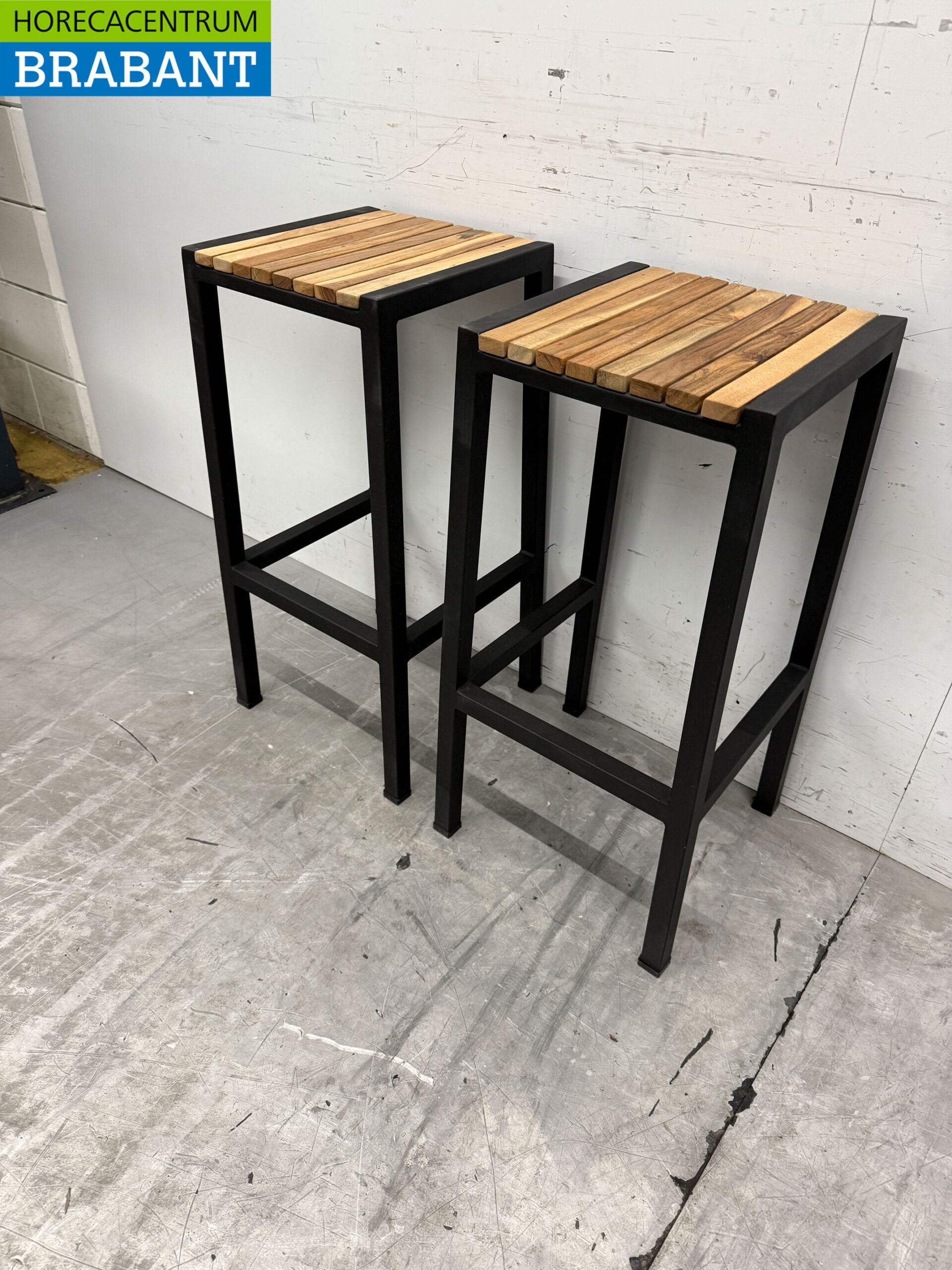 Bolero acier et bois d'acacia Tabourets de bar Tabourets de terrasse 2 pcs Restauration – Image 3