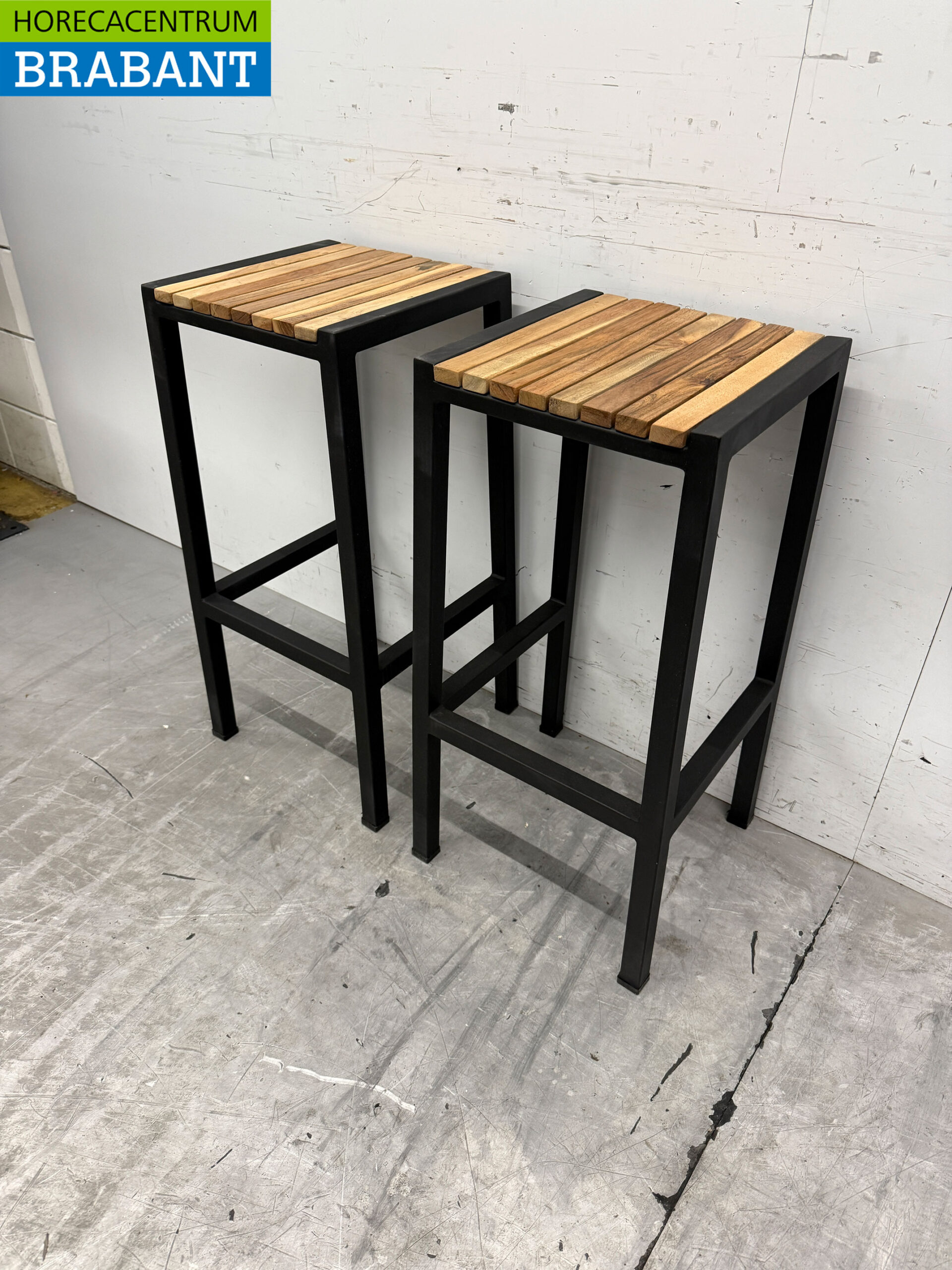 Bolero acier et bois d'acacia Tabourets de bar Tabourets de terrasse 2 pcs Restauration – Image 4