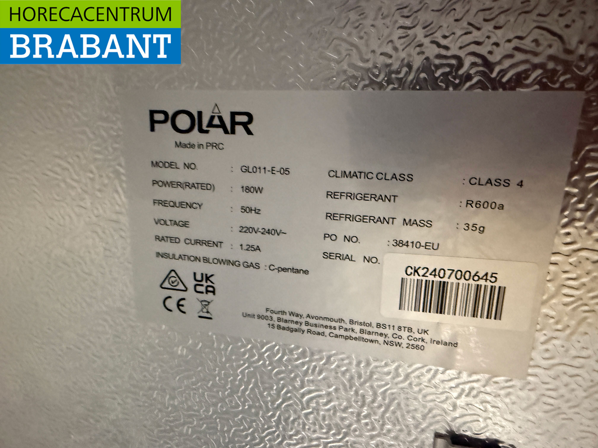 Polar GL011 Réfrigérateur de bar Bardisplay Backbar 128 litres 60 cm 230V Horeca – Image 5