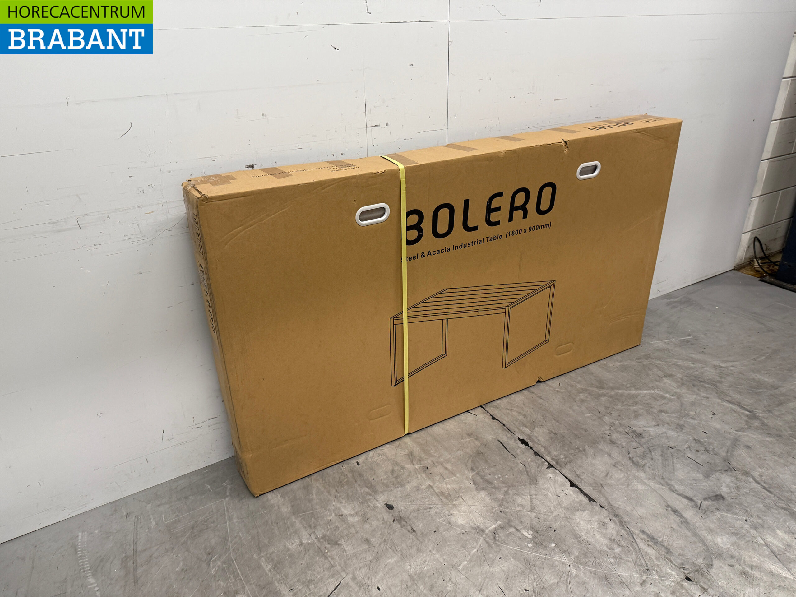 Table industrielle rectangulaire Bolero en acier et bois d'acacia 180 x 90 x 74 cm Restauration – Image 4