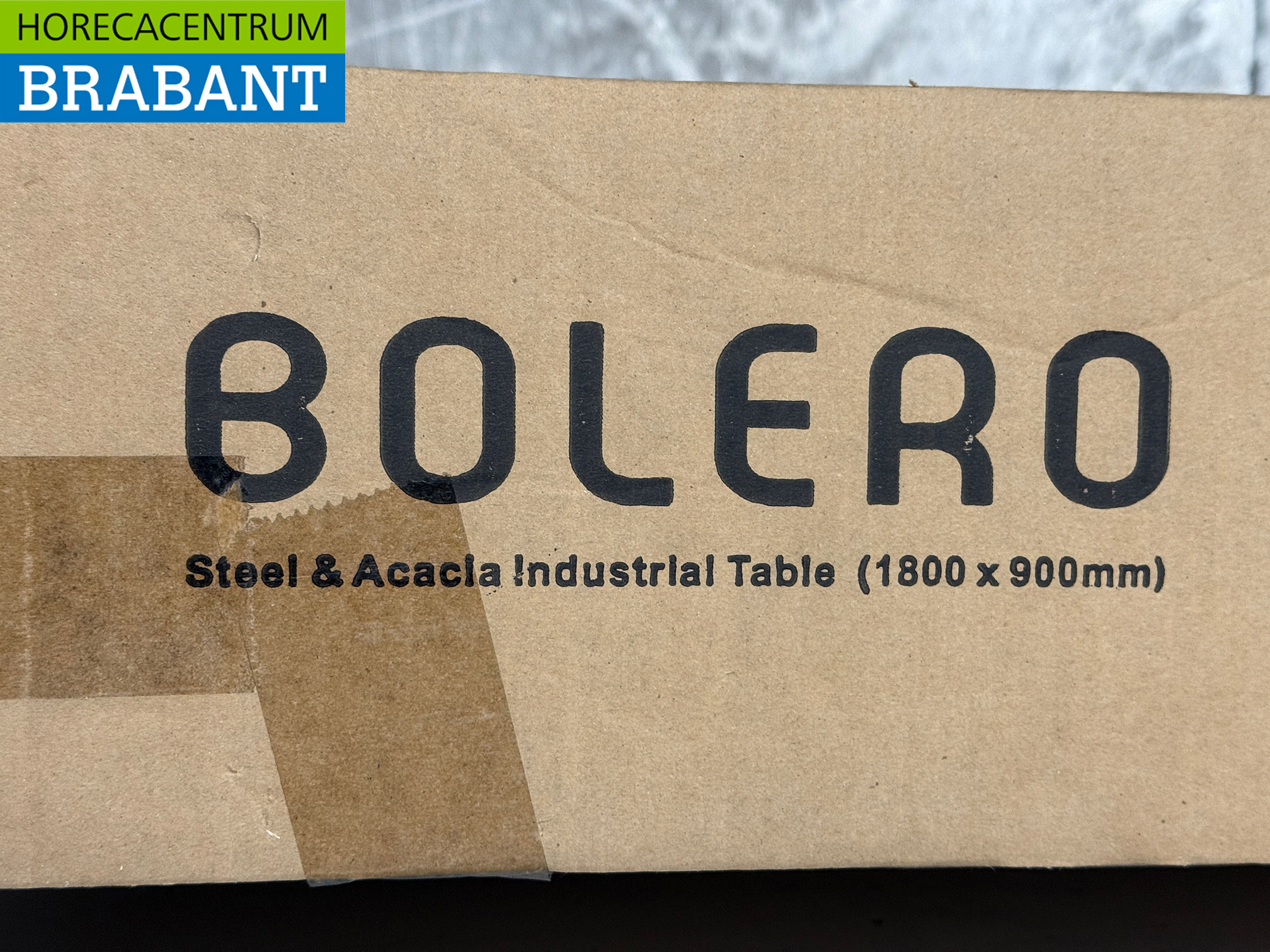 Table industrielle rectangulaire Bolero en acier et bois d'acacia 180 x 90 x 74 cm Restauration – Image 6