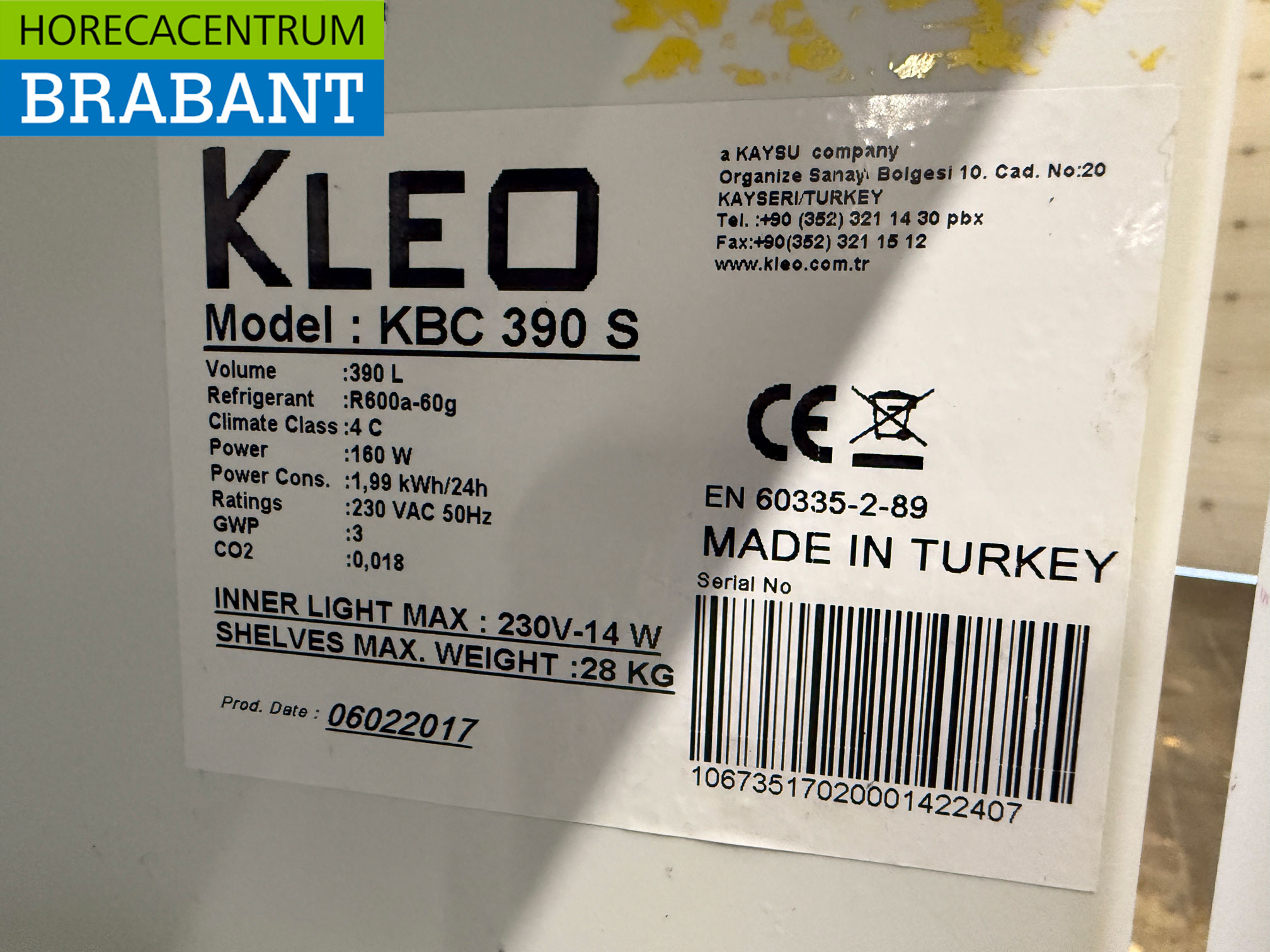 Kleo Réfrigérateur à porte vitrée 390 litres 230V Horeca – Image 5