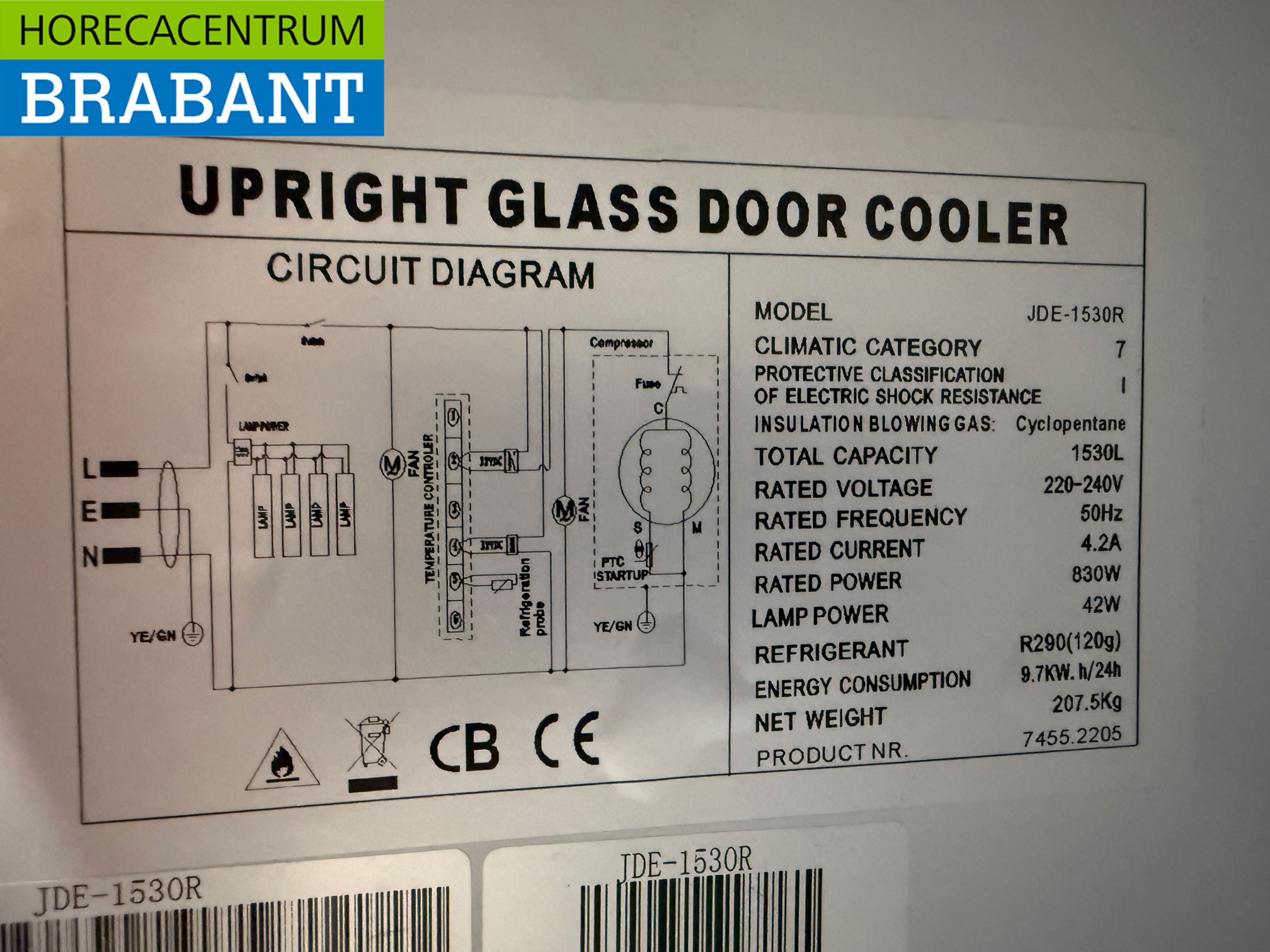 Réfrigérateur Combisteel à porte vitrée 1530 litres 230V Horeca – Image 5