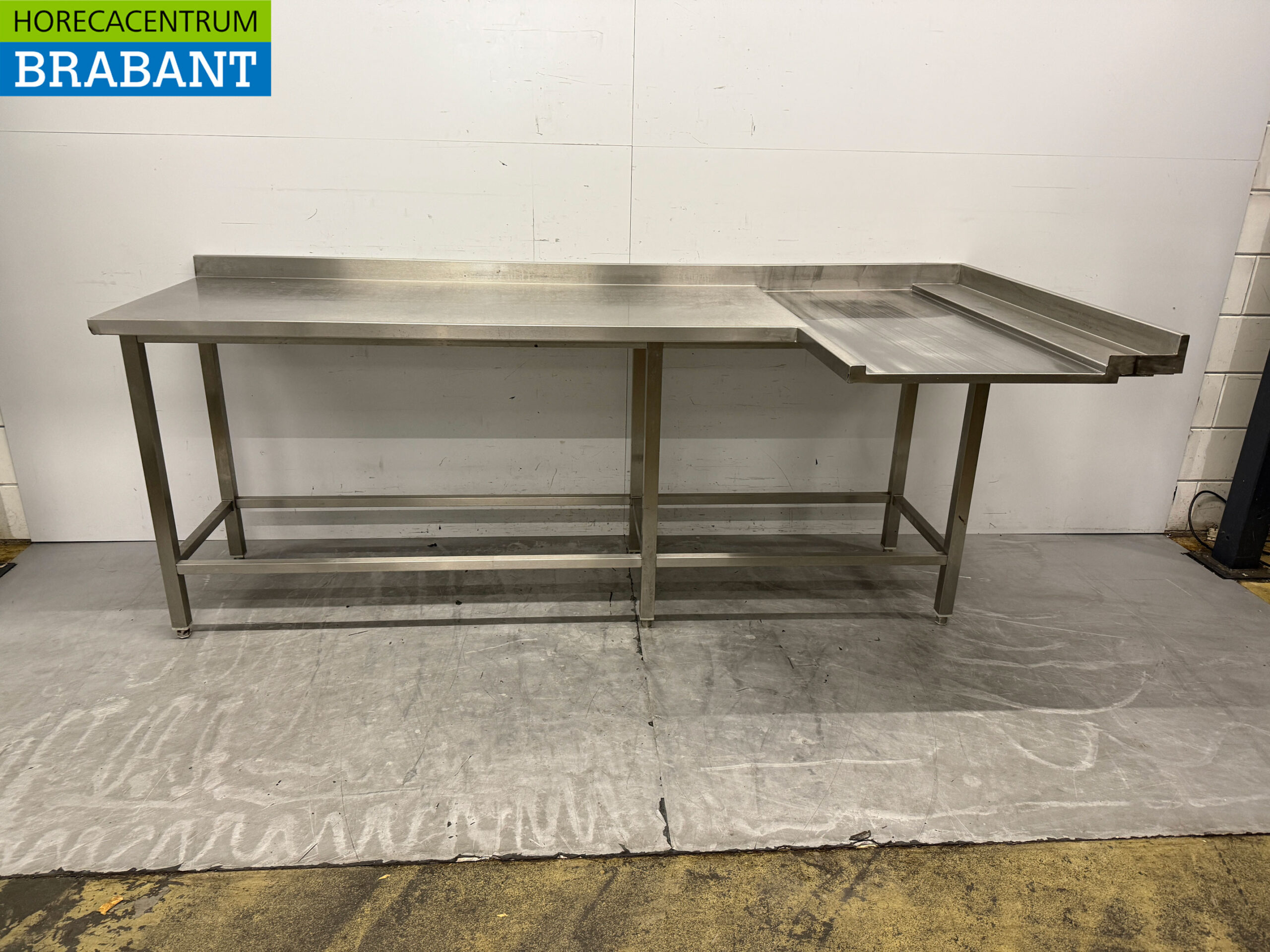 Acier inoxydable Table d'égouttage T.B.V. Lave-vaisselle coulissant 242 x 112,5 x 90,5 cm Horeca