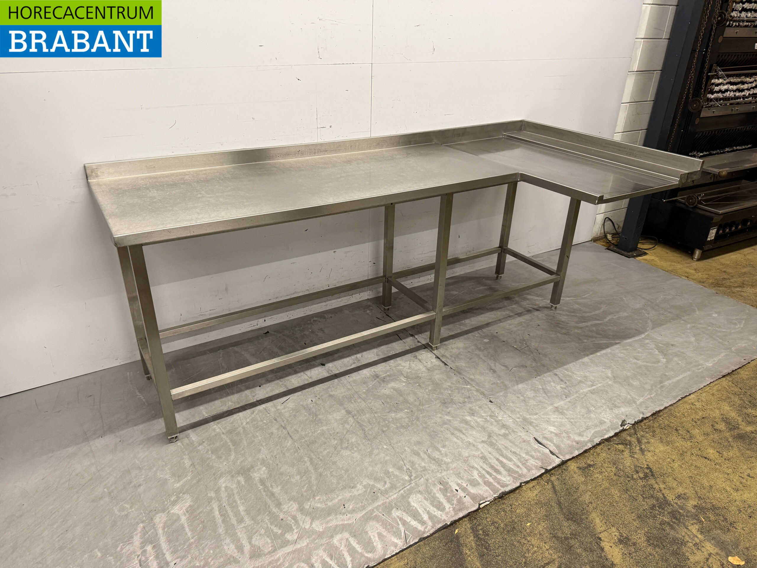 Acier inoxydable Table d'égouttage T.B.V. Lave-vaisselle coulissant 242 x 112,5 x 90,5 cm Horeca – Image 2