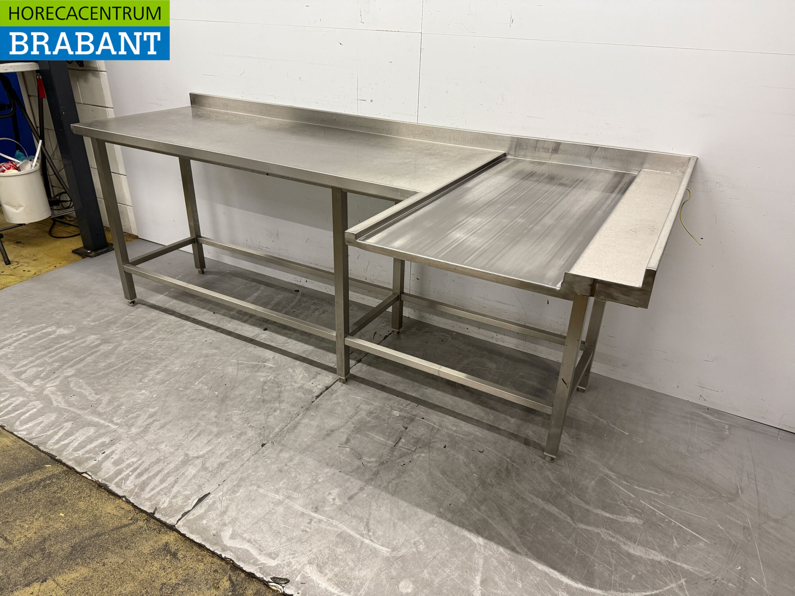 Acier inoxydable Table d'égouttage T.B.V. Lave-vaisselle coulissant 242 x 112,5 x 90,5 cm Horeca – Image 3