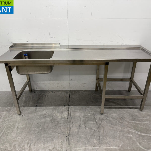 Table d'alimentation en acier inoxydable servant de lave-vaisselle coulissant 209,5 x 71,5 x 89,5 cm Horeca