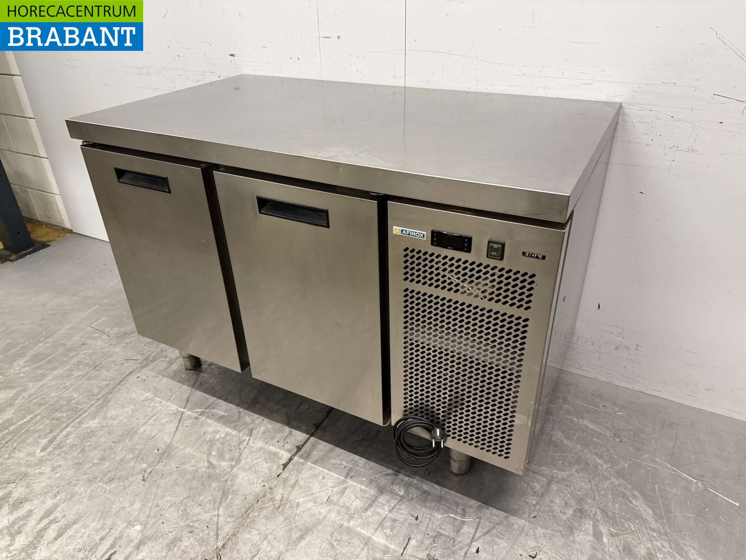 Acier inoxydable Afinox Comptoir réfrigéré 2 portes 126 cm 230V Horeca – Image 2