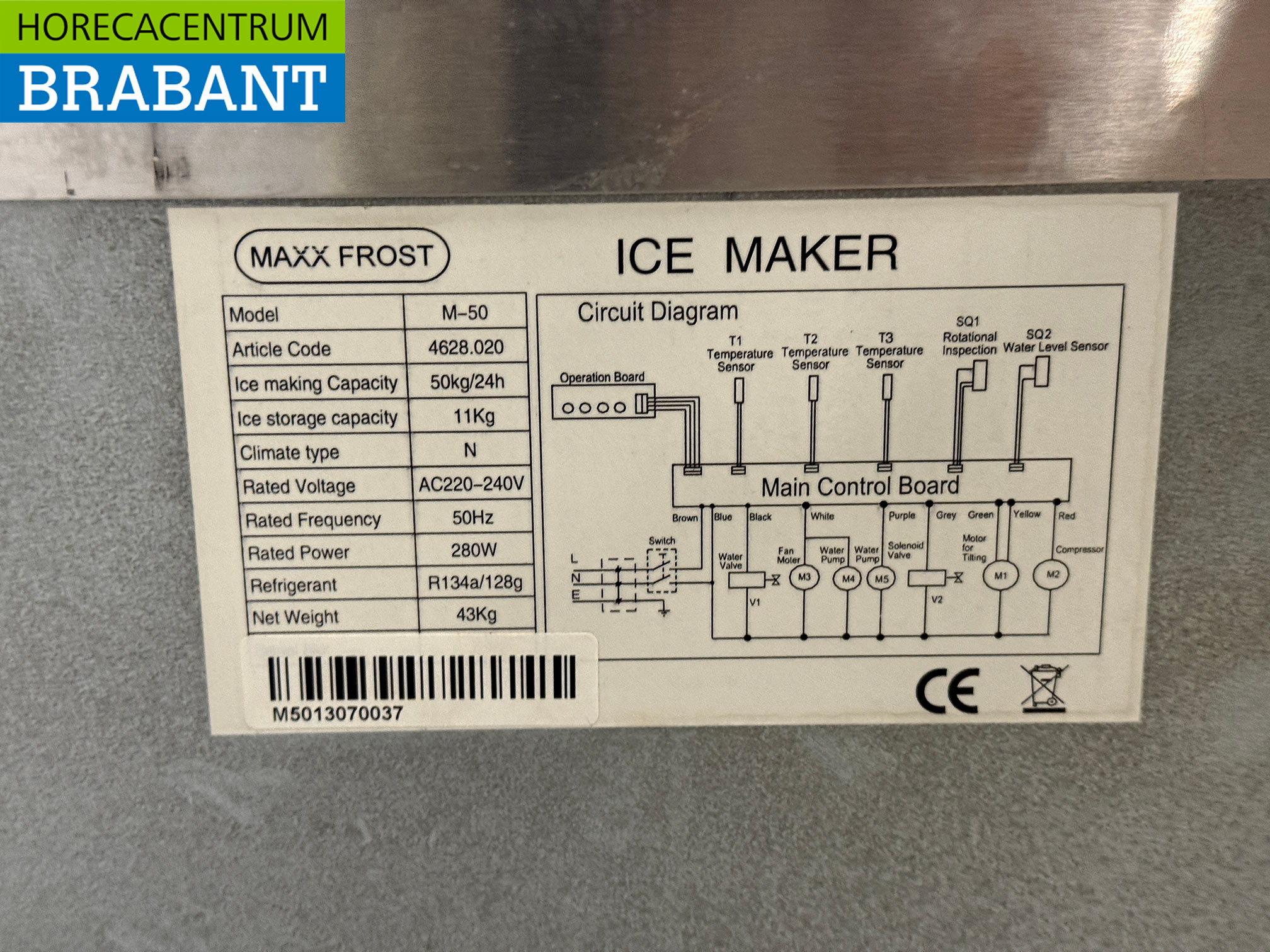 Machine à glaçons Maxxfrost en acier inoxydable 50kg/24h Bunker 11 kilos 230V Horeca – Image 5