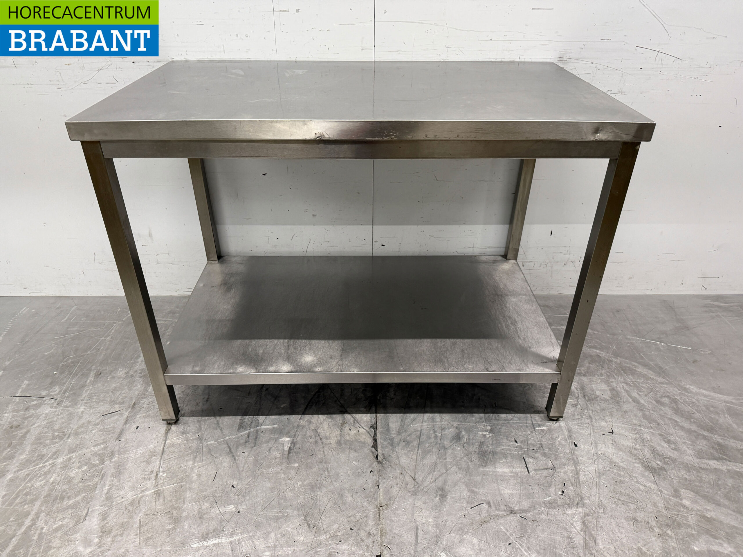 Table de travail en acier inoxydable avec étagère 120 x 70 x 89 cm Horeca